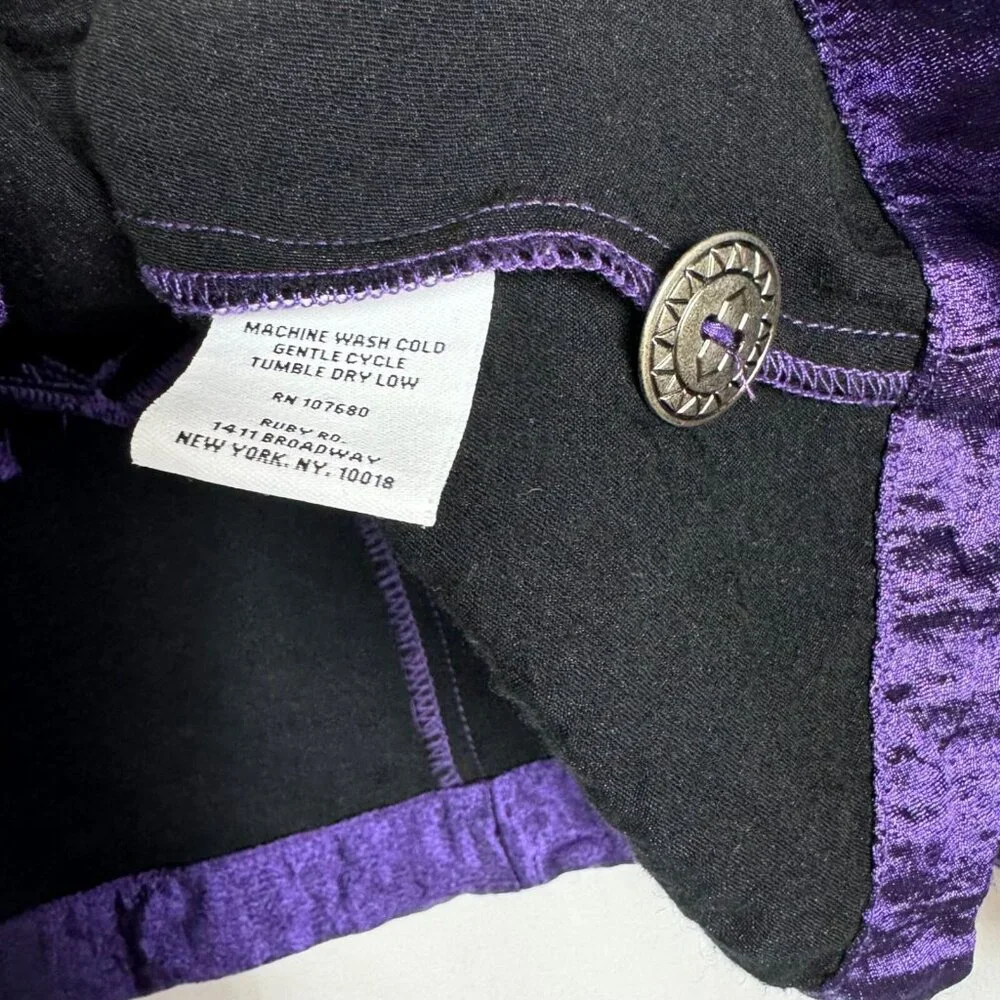 Ruby‎ Rd. Iridescent Purple Jacket Crinkle Texture Cropped Sleeves Buttons 12